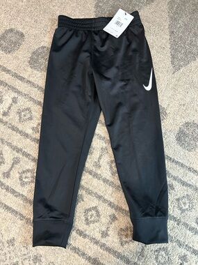 Nike Kids Black Jogger Sweatpants with White Swoosh